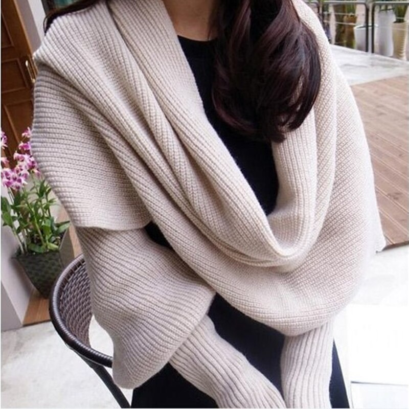 Frauen Schal Poncho Frauen Schals Frauen Winter Frauen Gestrickte Lange Hülse wickeln Schal Schal Echarpe Femme Hiver
