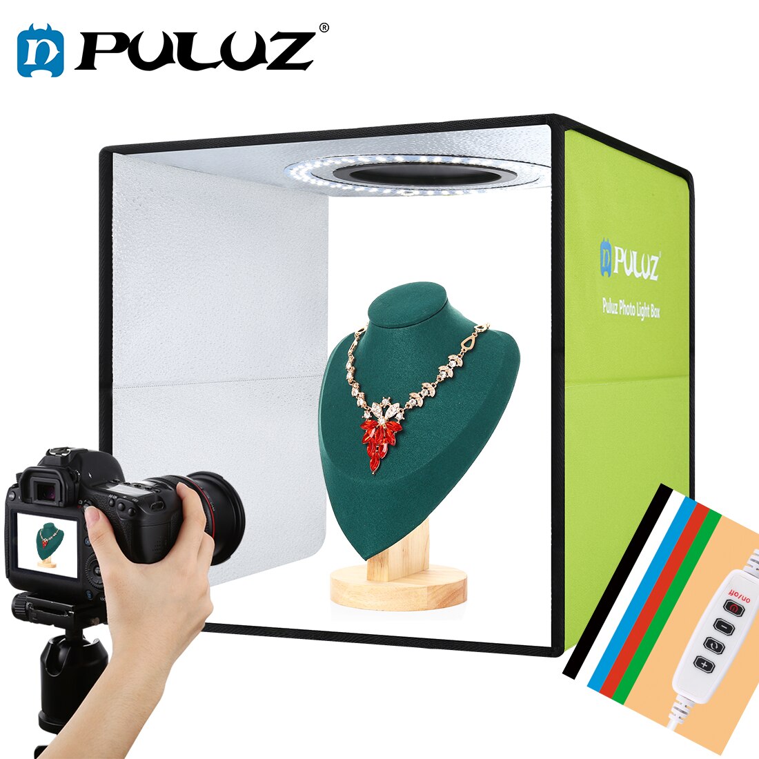 PULUZ 30cm Leuchtkasten Mini Faltbare Foto Studio Kasten LED Licht Kasten Fotografie Studio Schießen Zelt Kasten Bausatz &Ampere; 6 farbe Kulissen