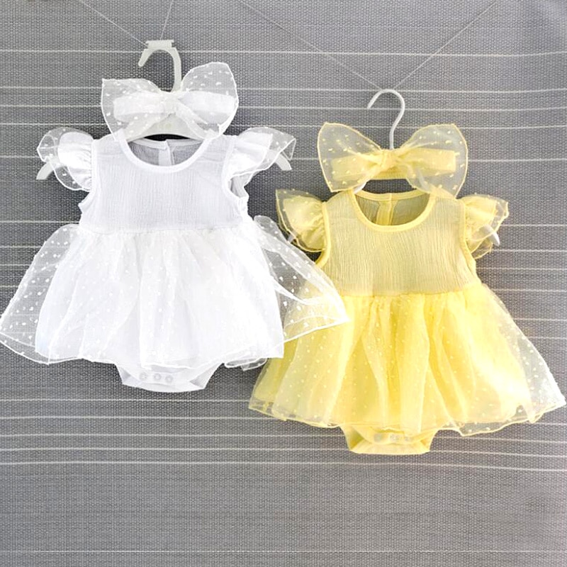 Neue Geboren Baby Mädchen Kleider Baby Taufe Kleid Taufe Prinzessin Weiß Gelb Neugeborenen Kleid Baby Mädchen Kleider 3 6 monate