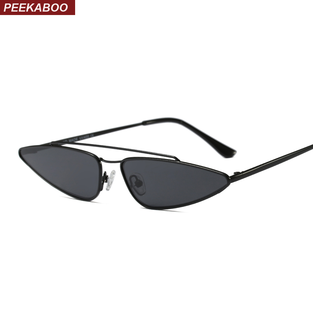 Peekaboo kleine dreieck sonnenbrille frauen metall rosa Gold Schwarz Katze Auge sonnenbrille für frauen uv400