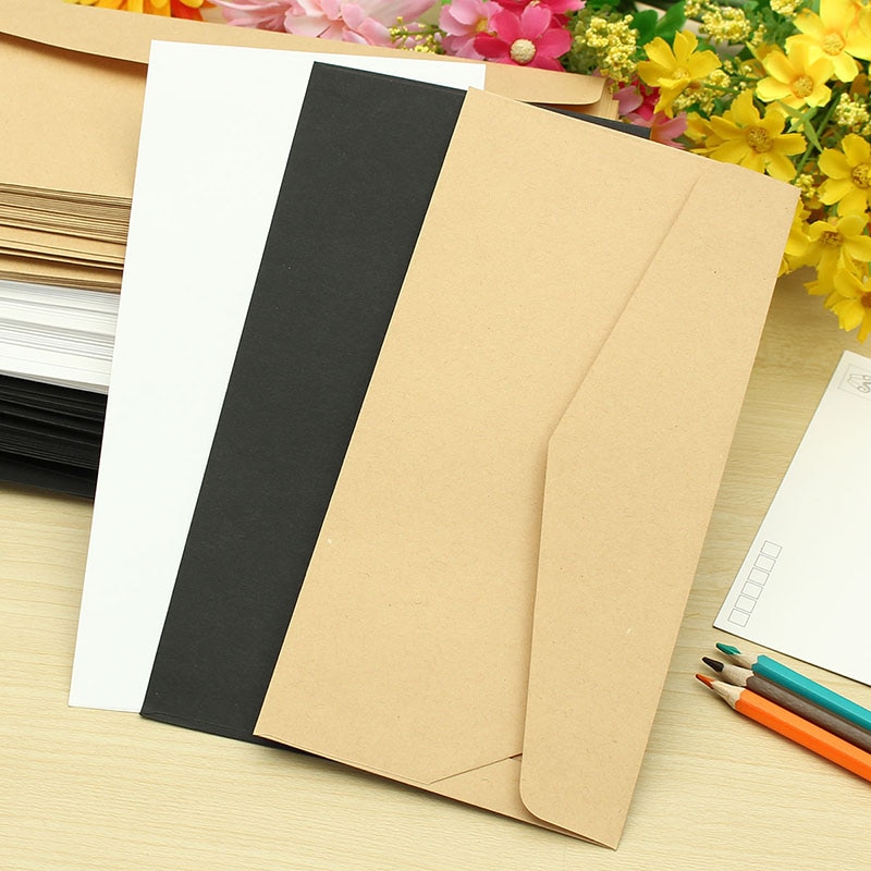 Kicute 50Stck Klassische Kraft leer Mini Papier Fenster Umschläge Hochzeit Einladung Umschlag Umschlag für Hochzeit Einladung