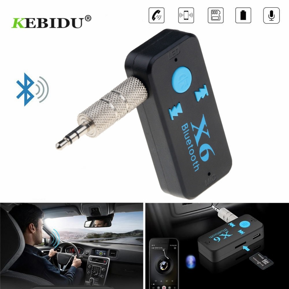 Kebidu Bluetooth Adapter Empfänger 3 in 1 kabellos USB Bluetooth 5,0 Empfänger 3,5mm Audio- Unterstützung TF Karte MIC Für Auto Lautsprecher