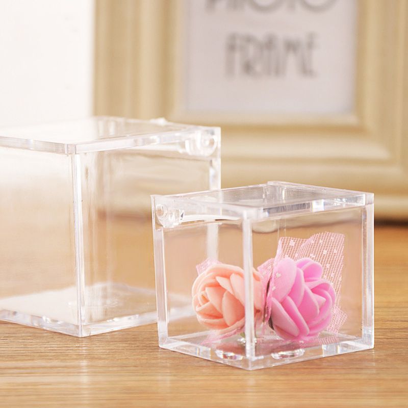 transparent Würfel Hochzeit Gunsten Süssigkeit Kasten Kunststoff transparent Klar Boxen Weihnachten Baby Dusche