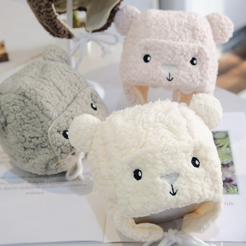 SchöNe Bären Baby Junge Bomber Hütte Weiches ist hingefallen Winter Mützen Art Verdicken Ohren Hüte freundlicher Mädchen Earflap Kappen