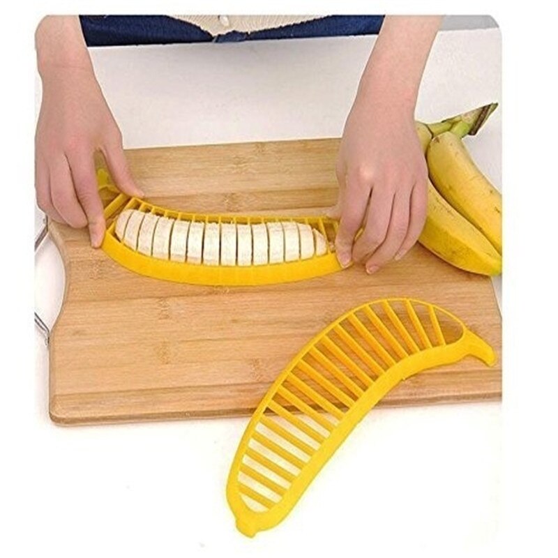 Küche Spielereien Kunststoff Banane Schneidemaschine Cutter Obst Gemüse Werkzeuge Salat Hersteller Kochen schneiden Banane Zerhacker Küche Werkzeuge