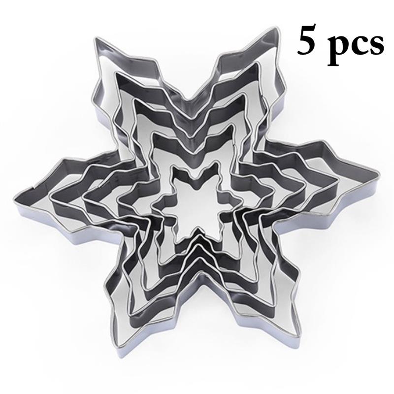 5 stücke Schneeflocke Cookie Cutter Backen Zubehör Edelstahl Fondant Kuchen bilden Backen Cookie bilden zum Backen