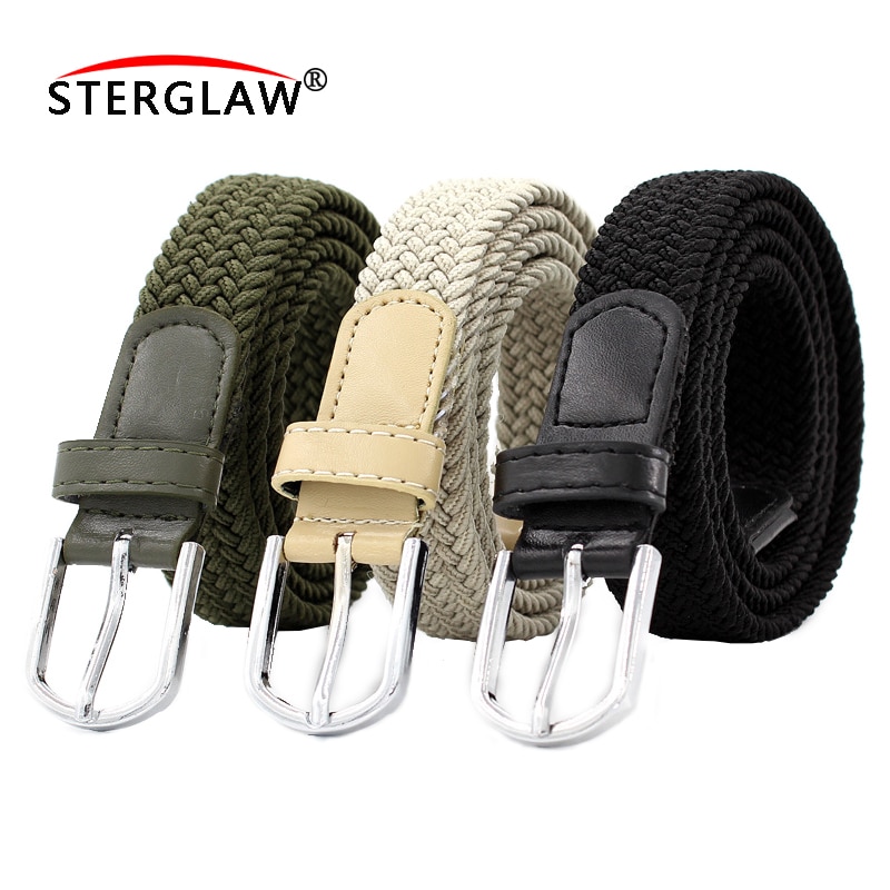 110CM 6 farbe Elastische strecken Taille Gürtel Leinwand strecken Geflochtene Elastische Gewebe Leder Gürtel Heißer Metall strecken Gürtel Männer /wome F128