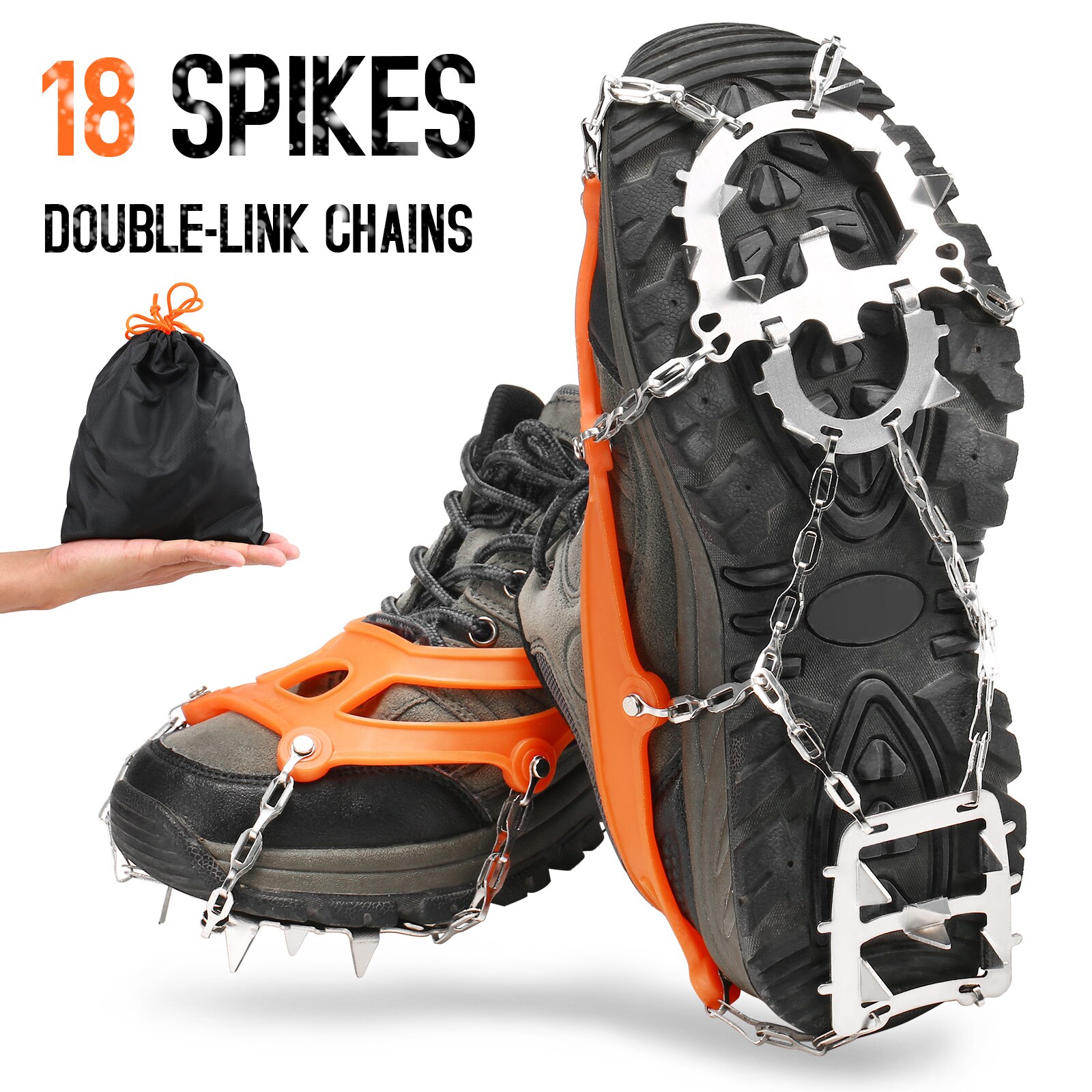 18 zähne Eis Eis Greifer Nicht Unterhose Klettern Steigeisen Stollen Schuh Abdeckung Eis Steigeisen Winter Schnee Spikes Stiefel Schuhe Für Winter