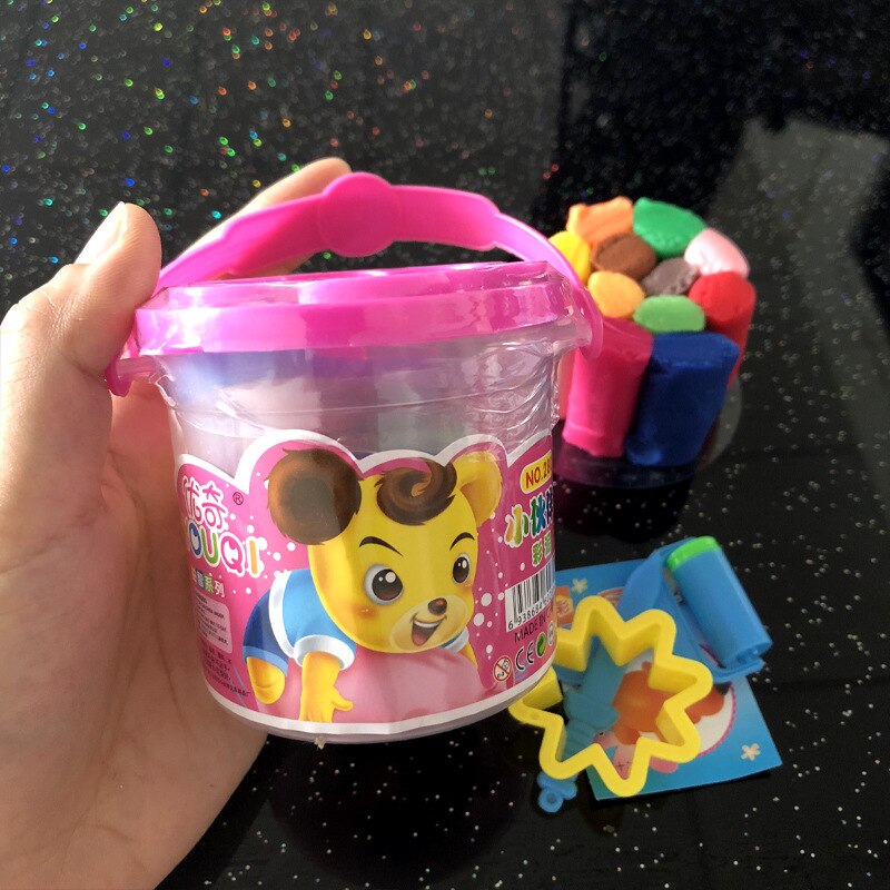 freundlicher Knetgummi 12-Farbe Kleine Farbige Tonne Kleinkind DIY Fass Knetgummi dai mo ju Stall