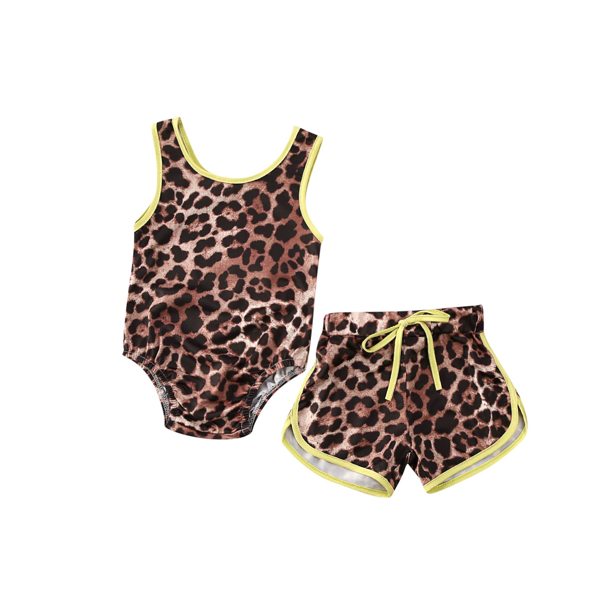 Sommer Kleinkind freundlicher Baby Mädchen Jungen Leopard Badeanzug Bikini einstellen Kleinkind freundlicher Bademode Badeanzug Bademode