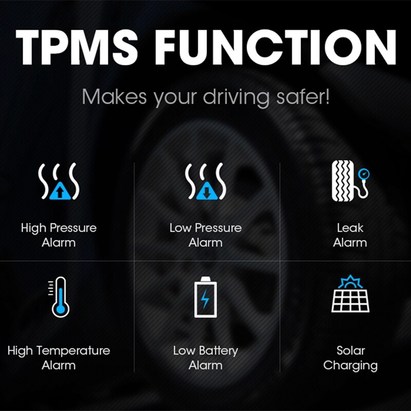 TPMS für 5 Reifen Alarm Reifendruck Sensor Überwachung System Solar- Energie Auto Sicherheit Reifen Druck steuerung reifen