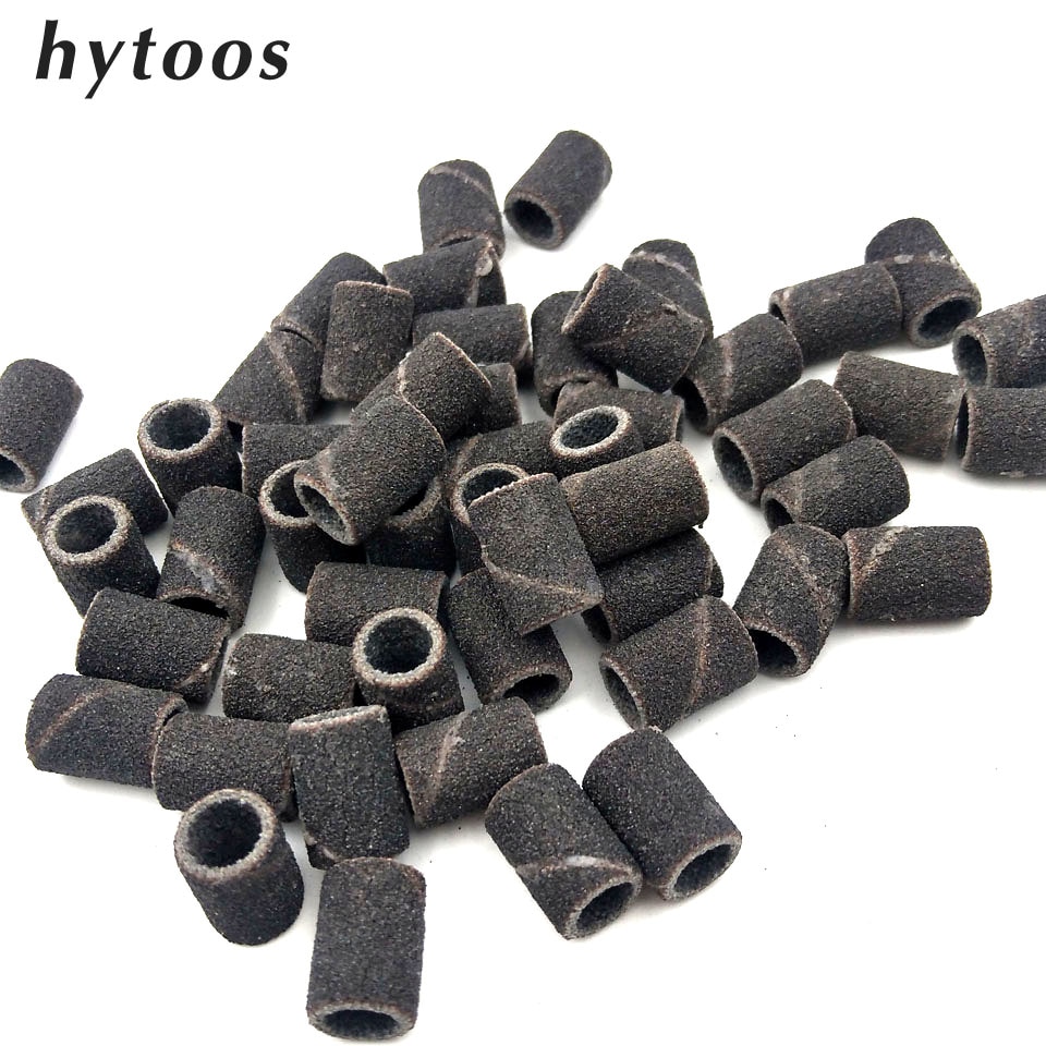 HYTOOS 100Stck/einstellen Schwarz Nagel Kunst Schleif Bands Pedikübetreffend Werkzeuge Elektrische Nagel Bohrer Zubehör Fuß Pflege Werkzeuge 80# 150# 240#