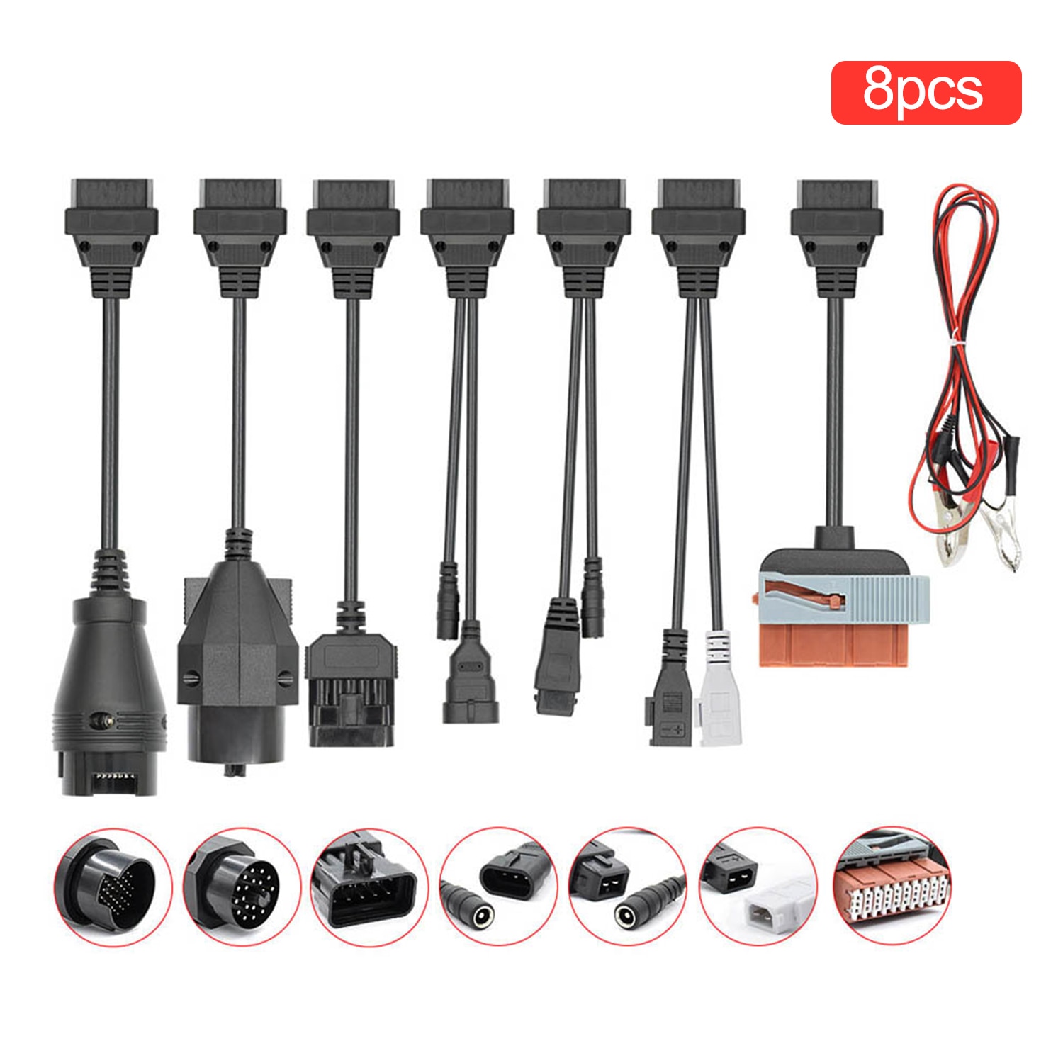 8 stücke Auto Kabel Vollen Satz Auto Auto diagnostizieren Stecker Adapter OBD2 Schnittstelle Auto Führt für T-C-S C-D-P Plus Multidiag Profi