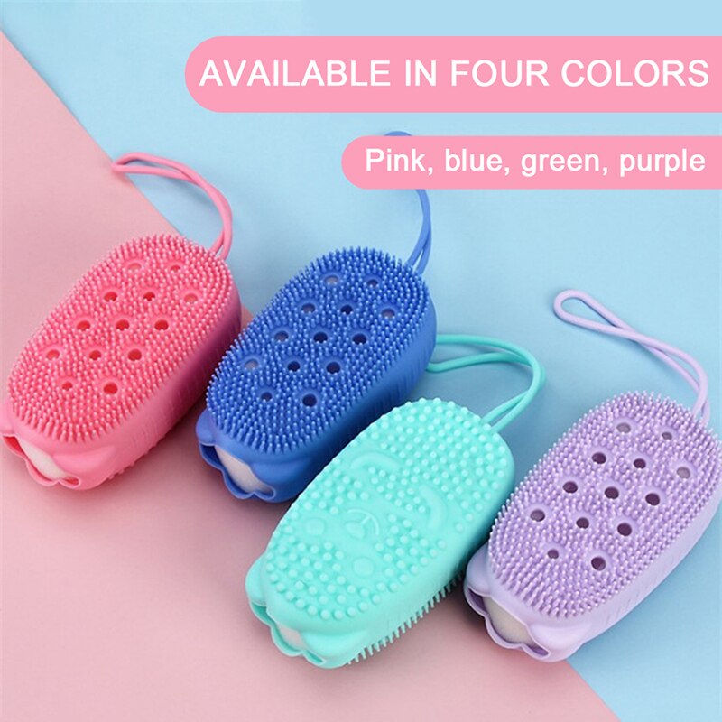 Kreative Silikon Baby Dusche Schlecht Pinsel Doppelseitige Massage Kopfhaut Zurück Reiben Schlecht Massage Pinsel Haut Sauber Dusche Pinsel