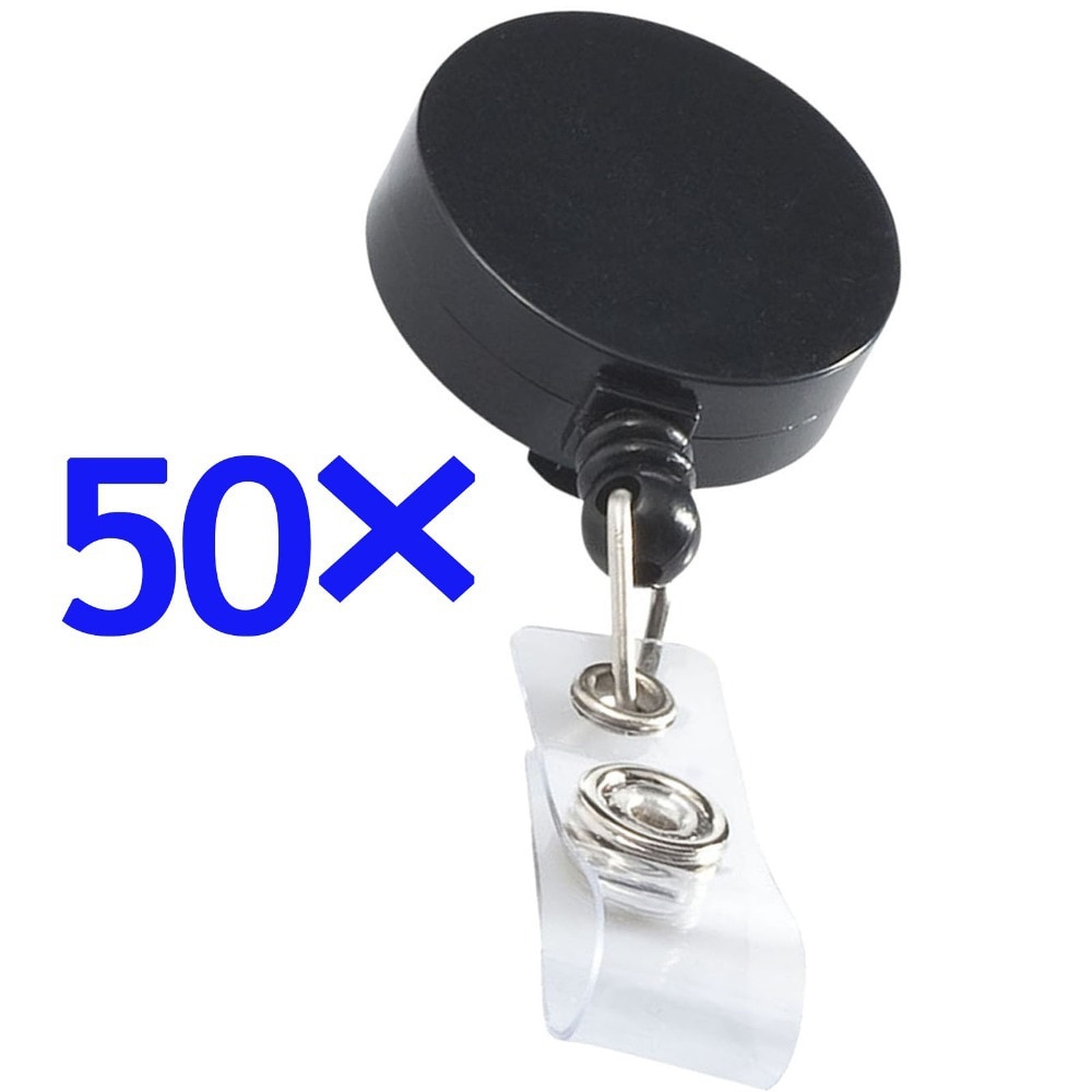 viel 50 stücke schwarz ausweis abzeichen rollenhalter, zurück gürtel Clip, verlängern nylonschnur einfahren krankenschwester, büro, messe favor
