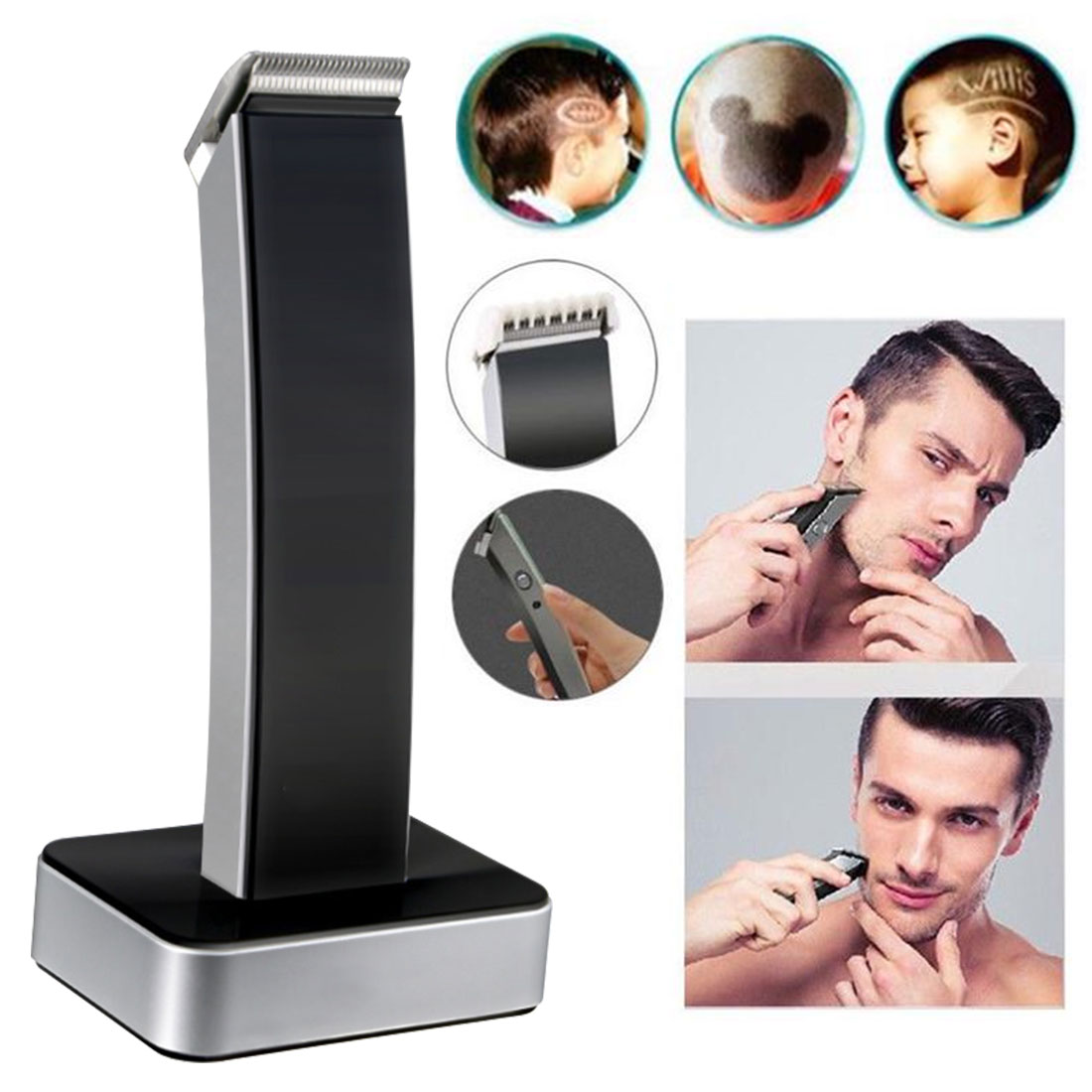 Kemei Wiederaufladbare Haar Trimmer Skulptur Öl Kopf Haar Haarschneidemaschine Bart Elektrische Rasiermesser Glatze Haar Haarschnitt Schneiden Maschine Männer