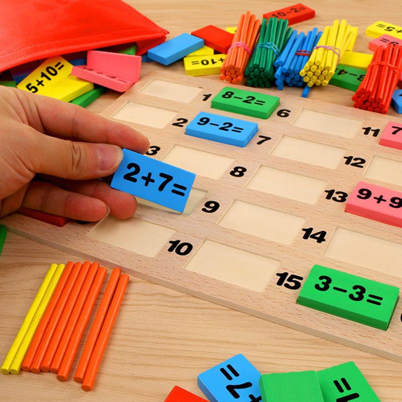 Holz Mathematik Spielzeug Früh Pädagogisches Spielzeug für freundlicher Domino 3-4-5-6-7 Jahre alt spiel freundlicher Lustige