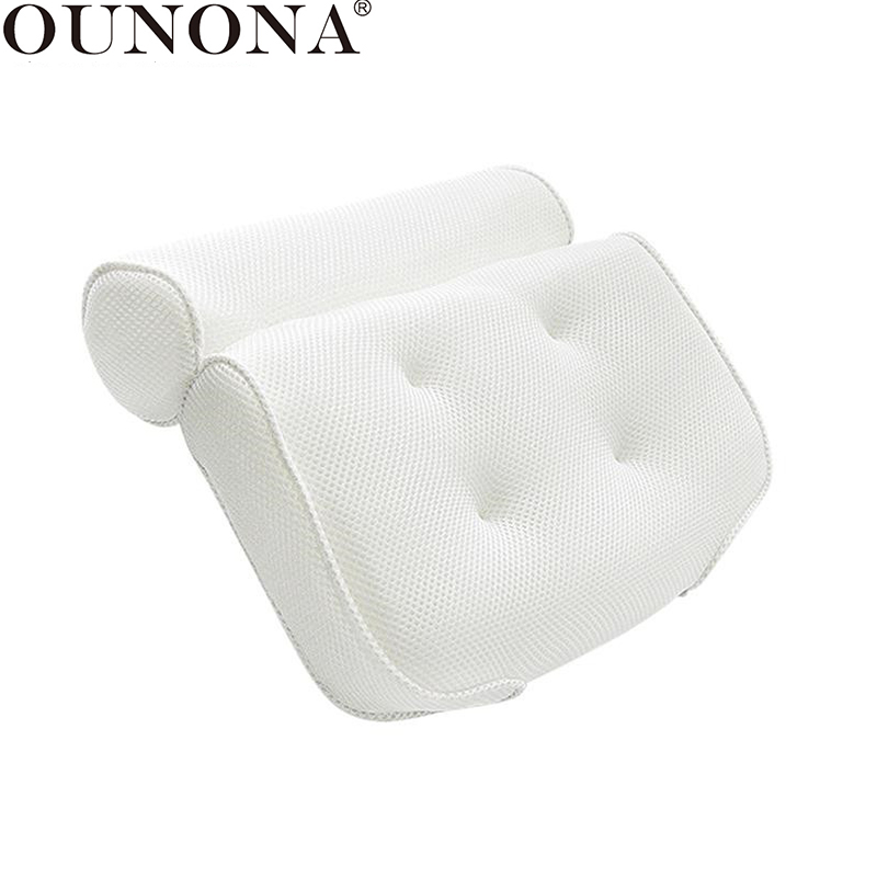 OUNONA 3D Gittergewebe Spa Schlecht Kissen Nicht-Unterhose Badewanne Kissen Weiche Nacken Schlecht Kissen Spa Kissen mit Sechs Saug tassen