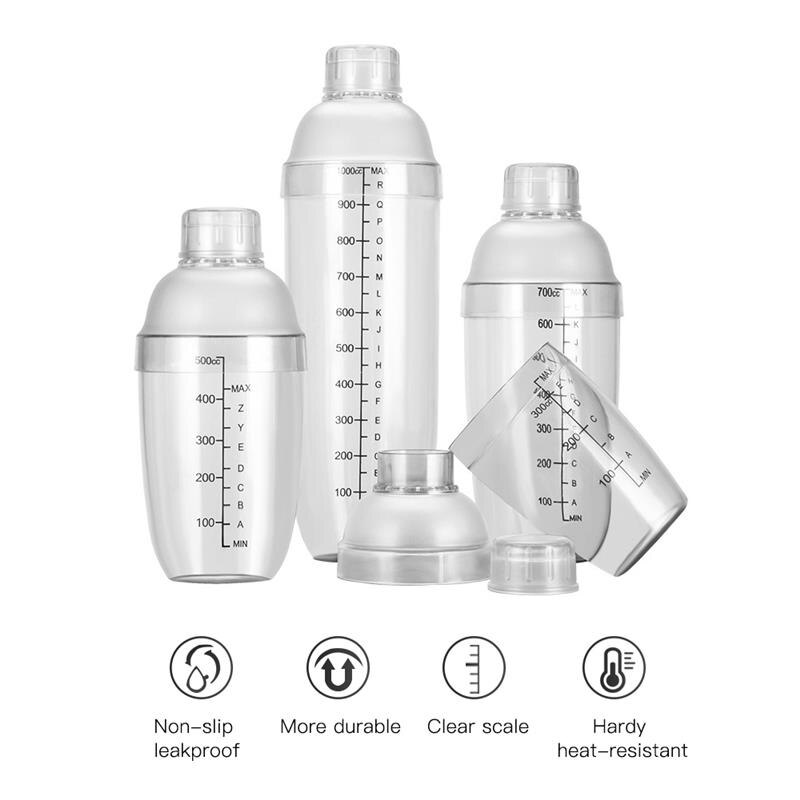 Kunststoff Martini Cocktail Shaker 350ml/530ml/700ml/1000ml Wein Getränke Rührgerät Wein Shaker tasse Trinken Rührgerät Barware Boston Bar Werkzeug