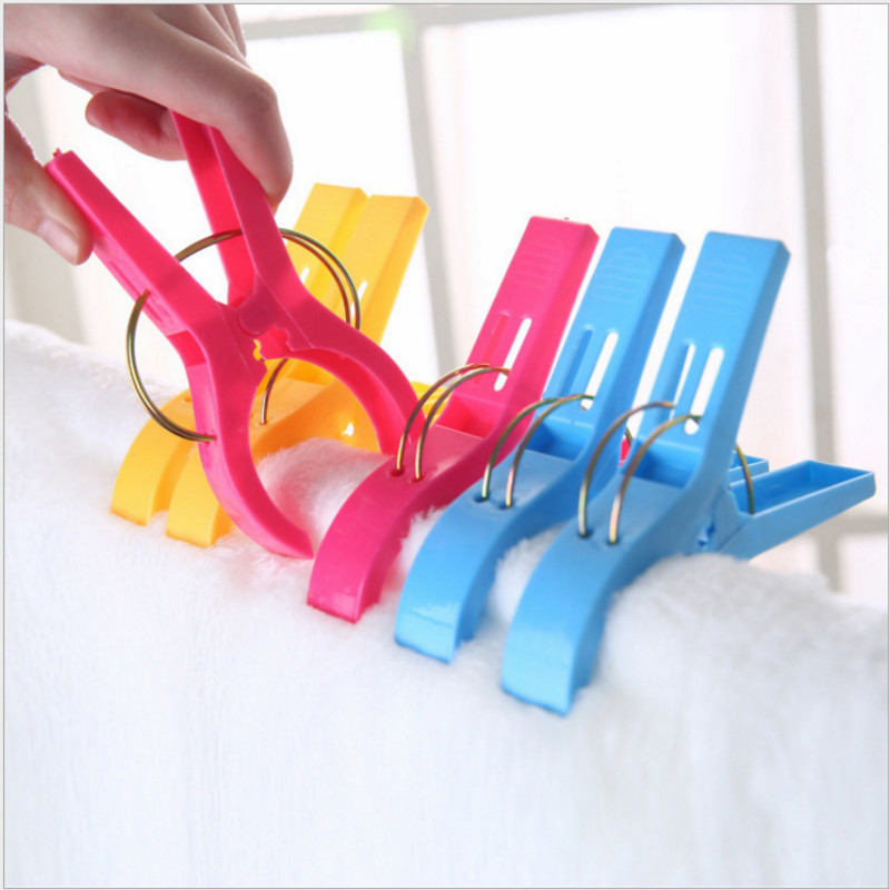 4Stck Lebendige farbe kleidung Stift farbige kunststoff Strand handtuch haken kleidung Clip Halfter haushalt Clip
