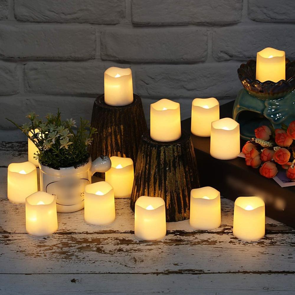 12Stck LED Elektronische Kerze Teelicht Romantische Kreative Geburtstag Party Dekoration Flammenlose Kerze Halloween Zubehör Ha