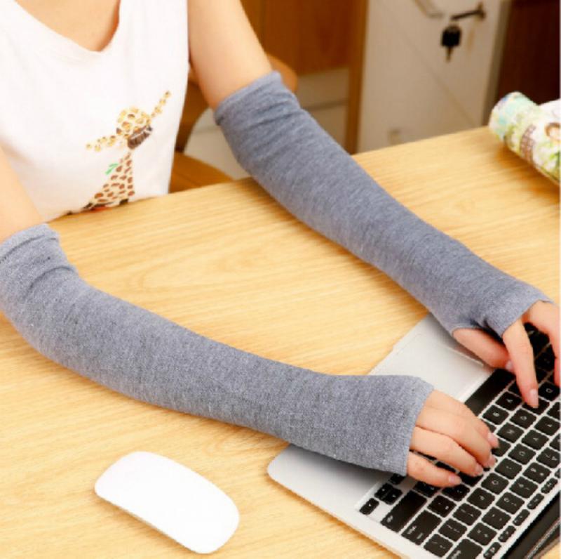Frauen Lange Ärmel Finger Handschuhe Baumwolle strecken Einfarbig Gestreiften Ellenbogen Handschuhe Warme Gestrickte Handschuhe Arbeit Handschuhe