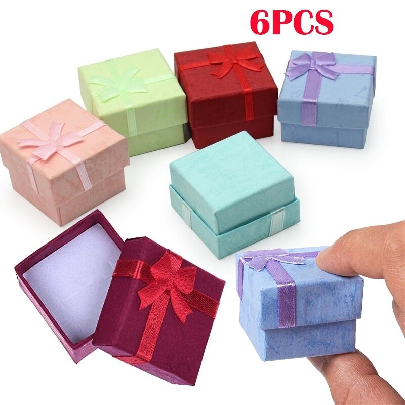 6 Teile/satz Schmuck Organizer Romantische Schmuck Kasten Platz Bowknot Ring Ohrring Halskette Schmuck Kasten fallen für Anzeige