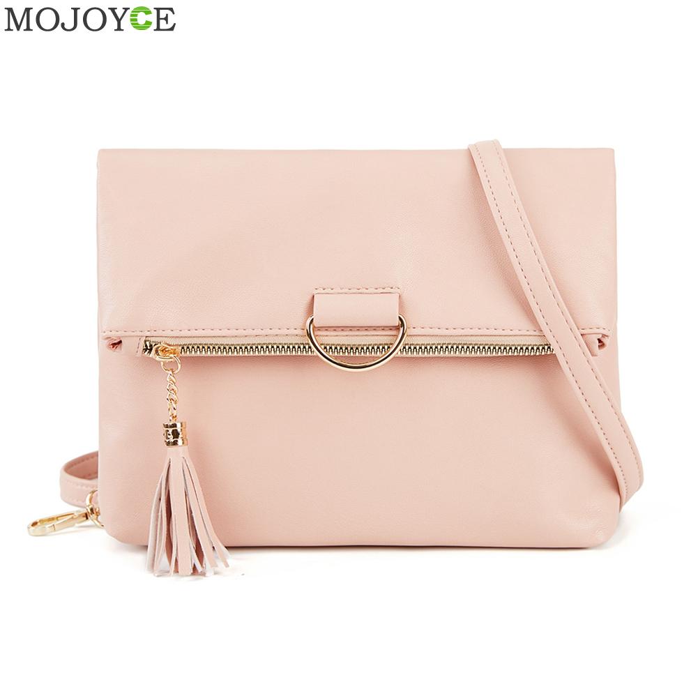 Quasten Frauen Schulter Umhängetasche PU Leder Geldbörse Feste Farbe lässig Damen Mädchen Crossbody Handtaschen