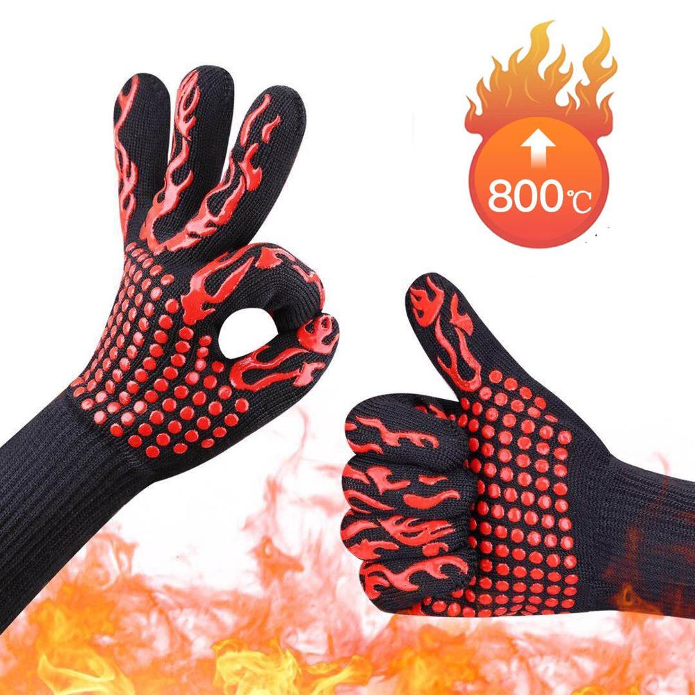 1 paar BBQ Handschuhe 300-800 Celsius extrem Hitze Beständig Silikon mikrowelle küche Handschuhe Kochen Grill Ofen Handschuhe