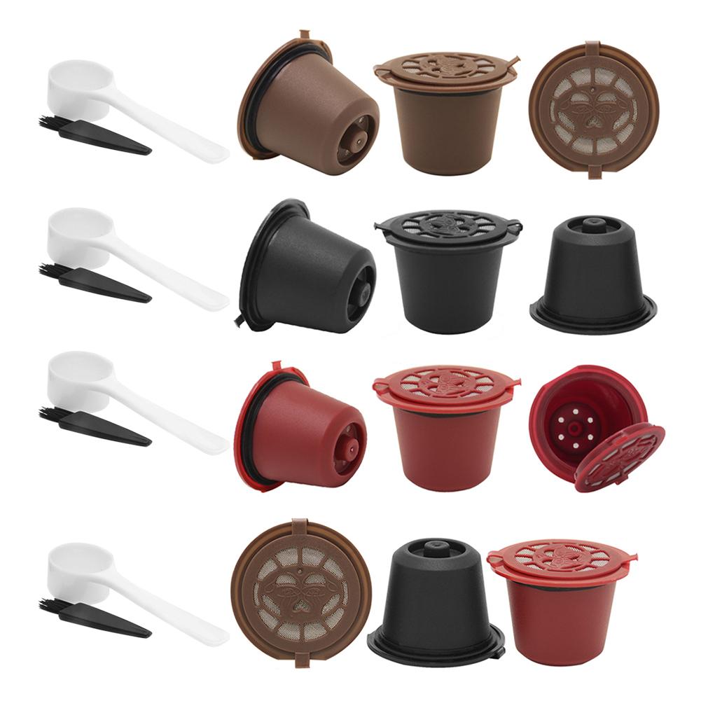 3 stücke Kaffee Filter Nachfüllbar wiederverwendbar Kaffee Kapsel Filter für Nespresso Kaffee Maschine mit Pinsel Löffel Küche Zubehör