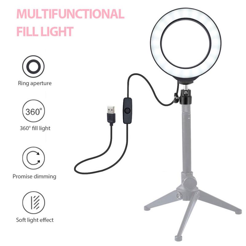 4,7 zoll LED Ring Licht Kamera Lampe Oder Stativ Telefon Halfter USB LED Ring Vlogging Fotografie Video Lichter Für Live Broadcas