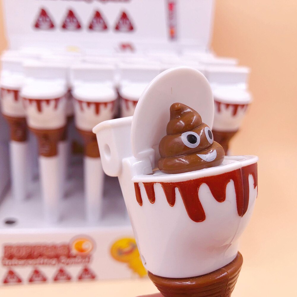 1Stck Nette Kugelschreiber Schreibwaren Kreative Lustige Karikatur schiebbar Wc Kacke Scheiße Hocker Kugelschreiber 0,7mm Schwarz Tinte