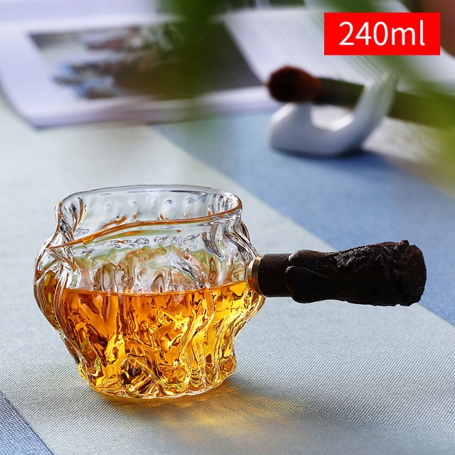 Glas Tee Portion Krug Karaffe, Holzgriff, Chinesischen Gongfu Chahai Tee Krug Glas Tee Tasse Kaffee Milch Topf