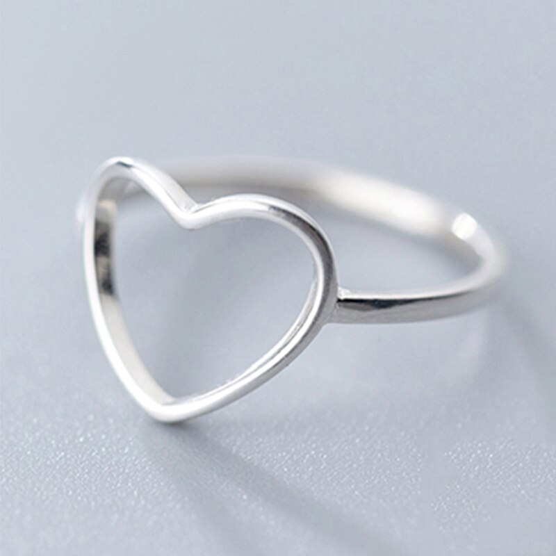 Neue Klassische Echtem 925 Sterling Silber Hohl Herz Ring Liebe Hochzeit Bands Ring für Frauen Mädchen Schmuck Partei Ring