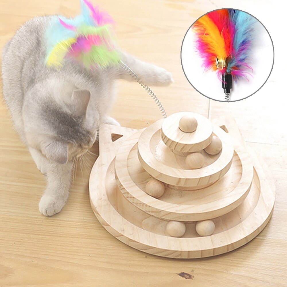 Holz 2/3 Ebenen Haustier katze Spielzeug Turm Spuren Rabatt katze Intelligenz Amüsement verdreifachen abspielen Rabatt Katze spielzeug Ball Ausbildung Spielzeug ^ ^
