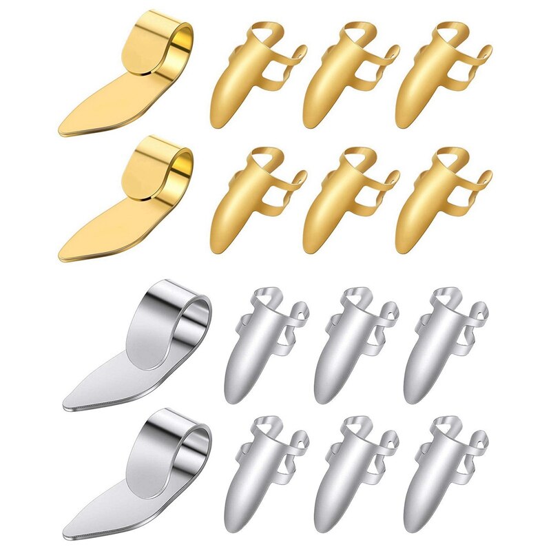 16 Stücke Gitarre Daumen Finger wählt Edelstahl Gitarre wählt mit Kunststoff fallen-8 stücke Gold & 8 stücke Silber