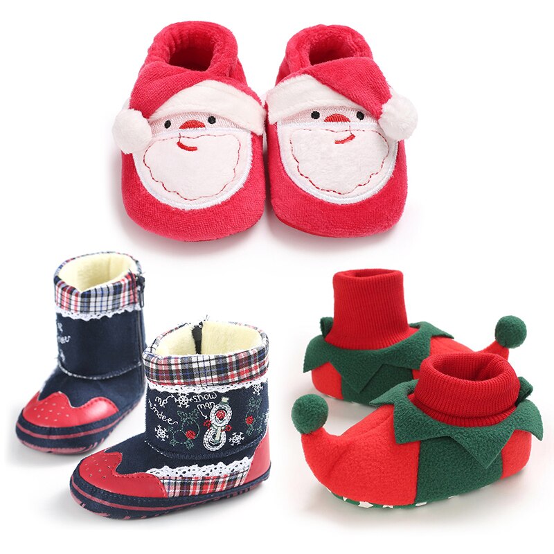 neue Weihnachten Baby Schuhe Kleinkind Jungen Mädchen Winter Warme Santa Claus Erste Wanderer Nette Weiche Baumwolle Weihnachten Weihnachten Stiefel
