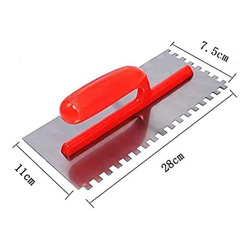 Edelstahl Zement Flaten Kelle mit Kerbe Fliesen Bordstein Kelle Platz Kerbe mit Griff für Zauberstab Boden Fliesen Mörtel FOU99