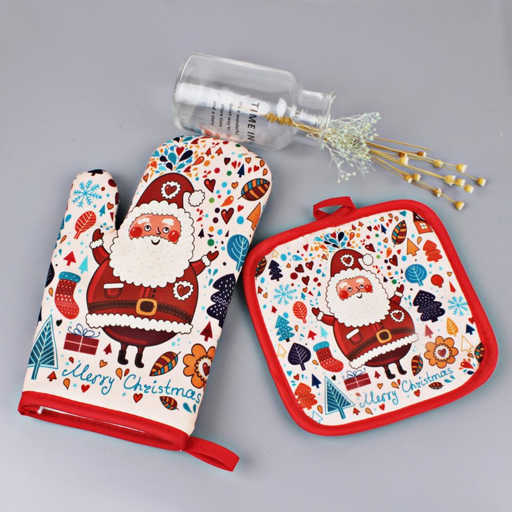 1Pc Wärme Beständig Handschuh + 1Pc Anti-matt Küche Backofen Handschuhe Weihnachten Dekoration für Heimat Backen werkzeug Backformen Küche Werkzeuge