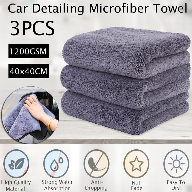 Auto Waschen 1200GSM Auto Einzelheiten Mikrofaser Handtuch Auto Reinigung Trocknen Tuch Dicken Auto Waschen Lappen für Küche Auto Pflege Tuch 1Stck