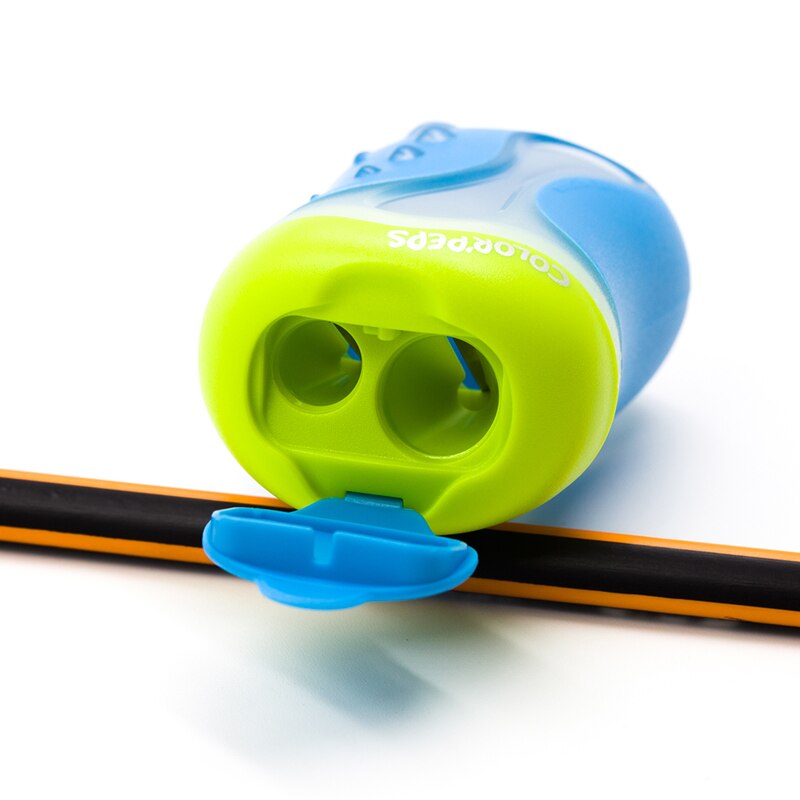 Doppelloch Bleistiftspitzer Runde Kappe Sicherheit Bleistiftspitzer Schule Schreibwaren Apontador Escolar 2 Teile/los