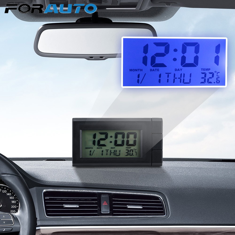 Auto Uhr Thermometer Auto Ornamente Selbst-Klebstoff Temperatur Anzeige Elektronische Uhr Auto LCD Digital Anzeige Uhr
