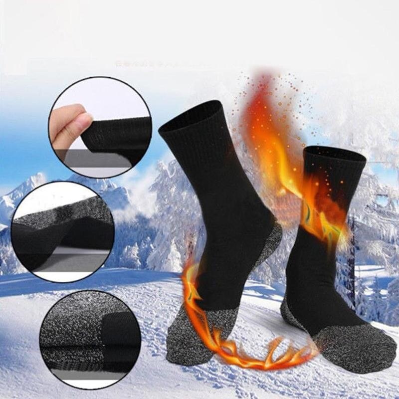35 grad Warme Socken Winter draussen-aktivitäzehn Aluminisierte Faser Thermostat Socken Für Frauen Männer Selbst Erhitzt Massage Schwarz Socken