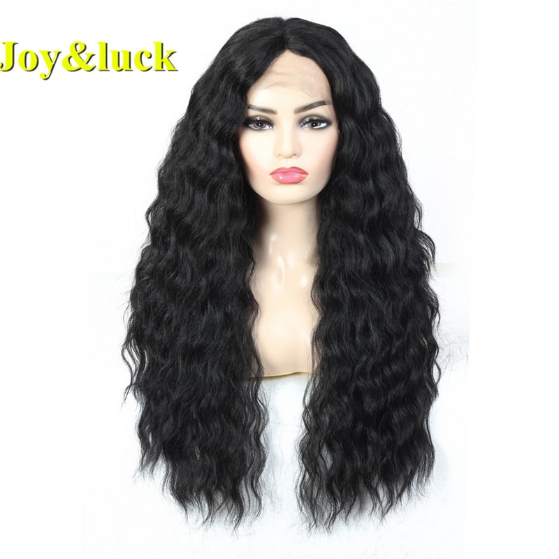 Freude & Glück Lange Spitze Vorne Perücke afro Verworrene Lockige Synthetische Perücken für Frauen Schwarz Volle Perücke Mit Pony Perücke afrikanische Frauen Haar Perücke