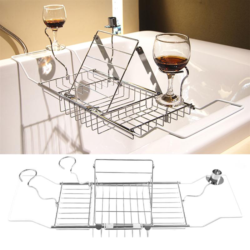 Metall Teleskop Badewanne Gestell Edelstahl Badewanne Fach Versenkbare Dusche Organizer Halten Wein Und Handtücher Schlecht Zubehör