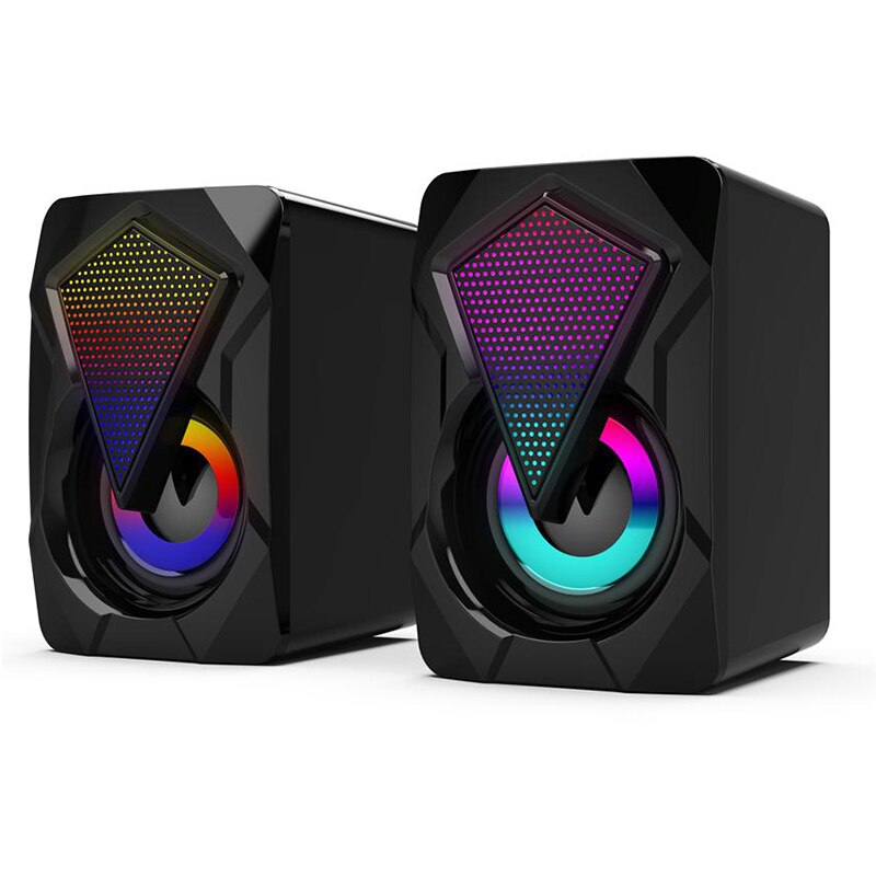Neue USB Verdrahtete Lautsprecher Tragbare Spalte 3W Subwoofer 3D Stereo Musik umgeben Soundbar Center Bunte Lichter Lautsprecher Für Computer