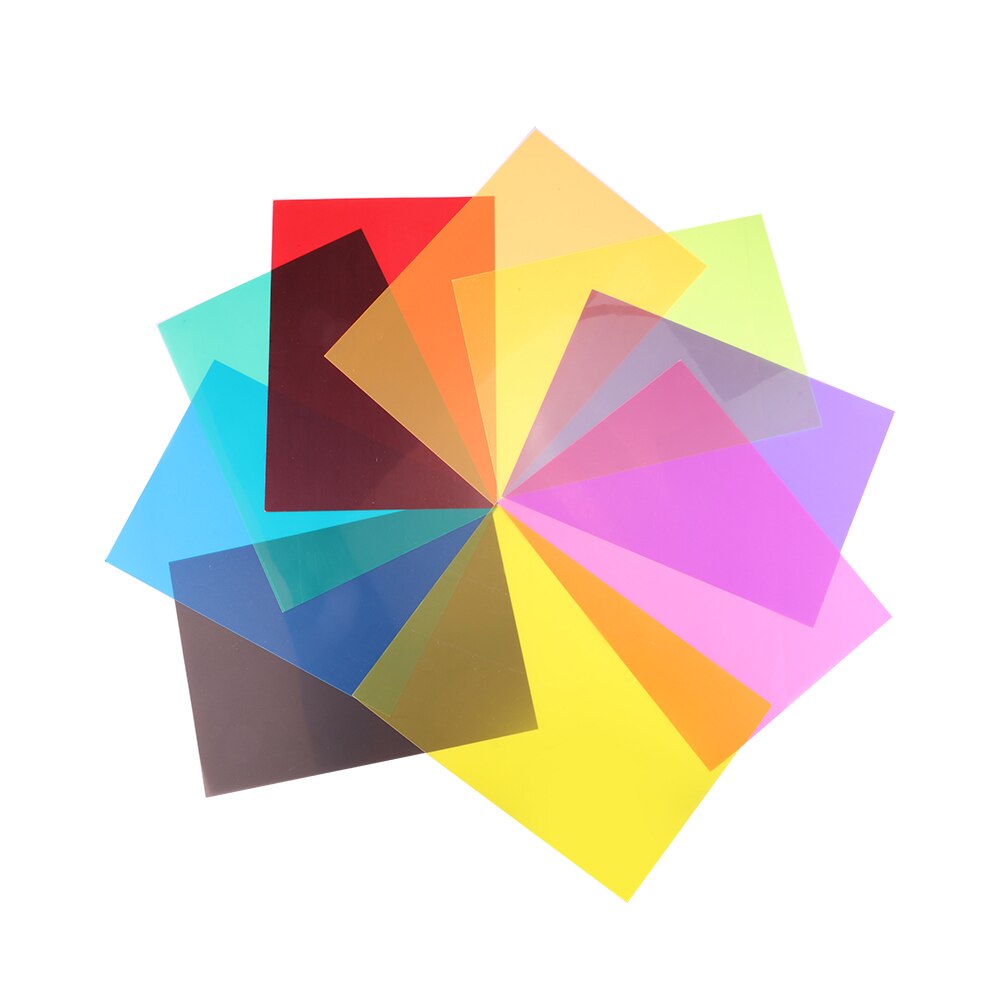 9 PcsTransparent Farbe Korrektur Beleuchtung Gel Filter Farbige Gel Licht Filter Kunststoff Foto Blitz Farbe Filter 9 Farbe Sortiert