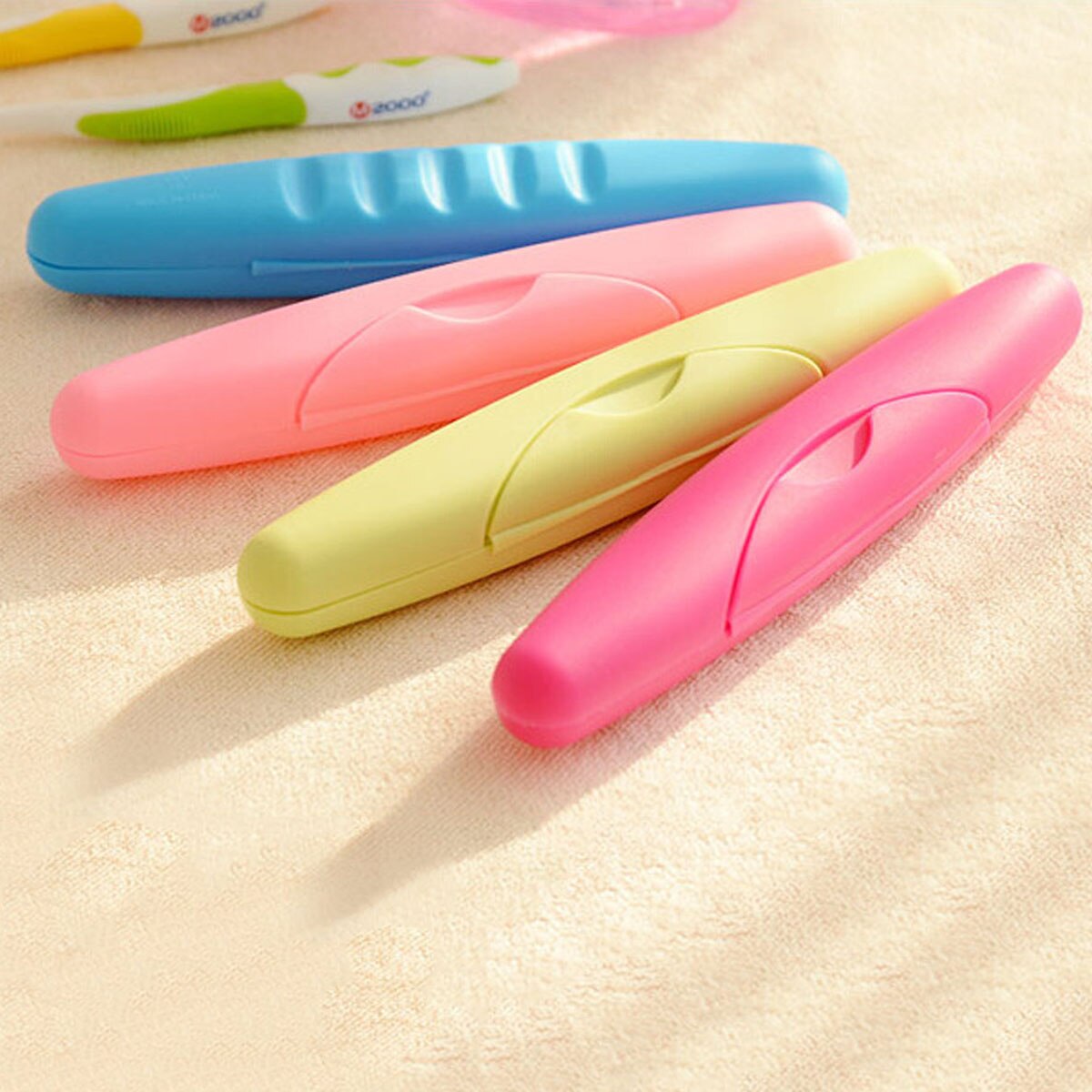 4 stücke Zahnbürste fallen Tragbare Wasser-beweis Süssigkeit Farbe Kunststoff Zahnbürste Rohr Zahnbürste Lagerung fallen für Camping Reise Verwenden