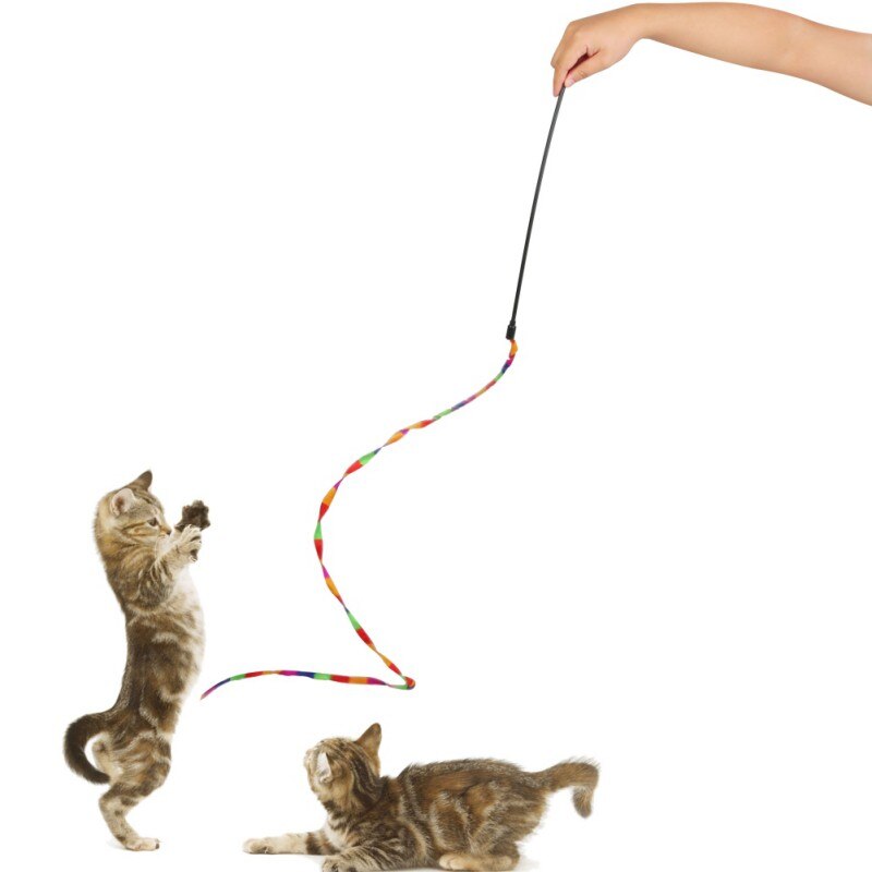 Haustier Katze Spielzeug Interaktives Spielzeug für Lögesungen Langeweile necken Flanell Katze Zauberstab Spielzeug mit Bunten Band