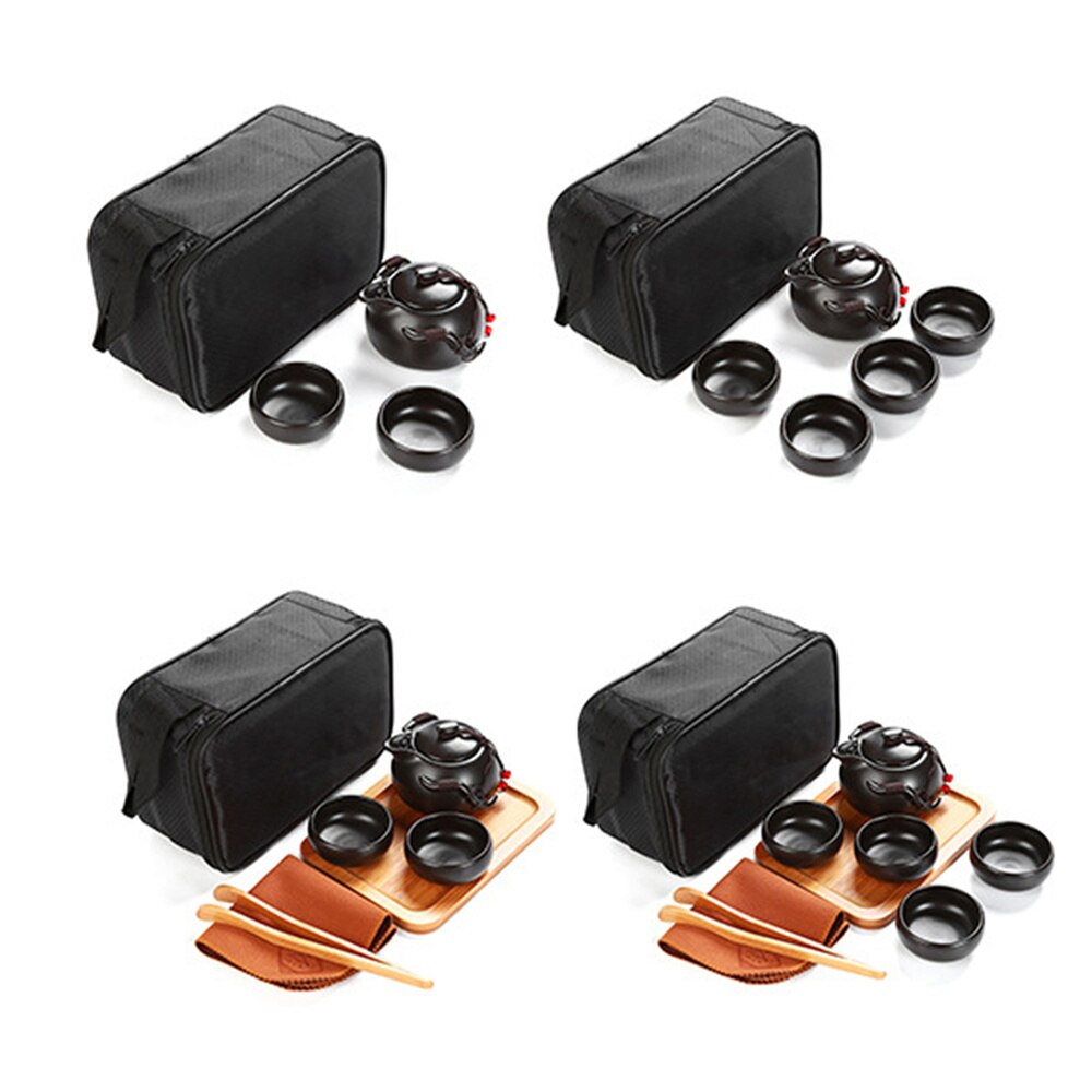 Tragbare Reise Tee-einstellen Porzellan Kung Fu Tee Ware mit eine Teekanne & 2 Teetassen & Tee Tablett & Tee tuch & Tee Tong & Reisetasche-Gr